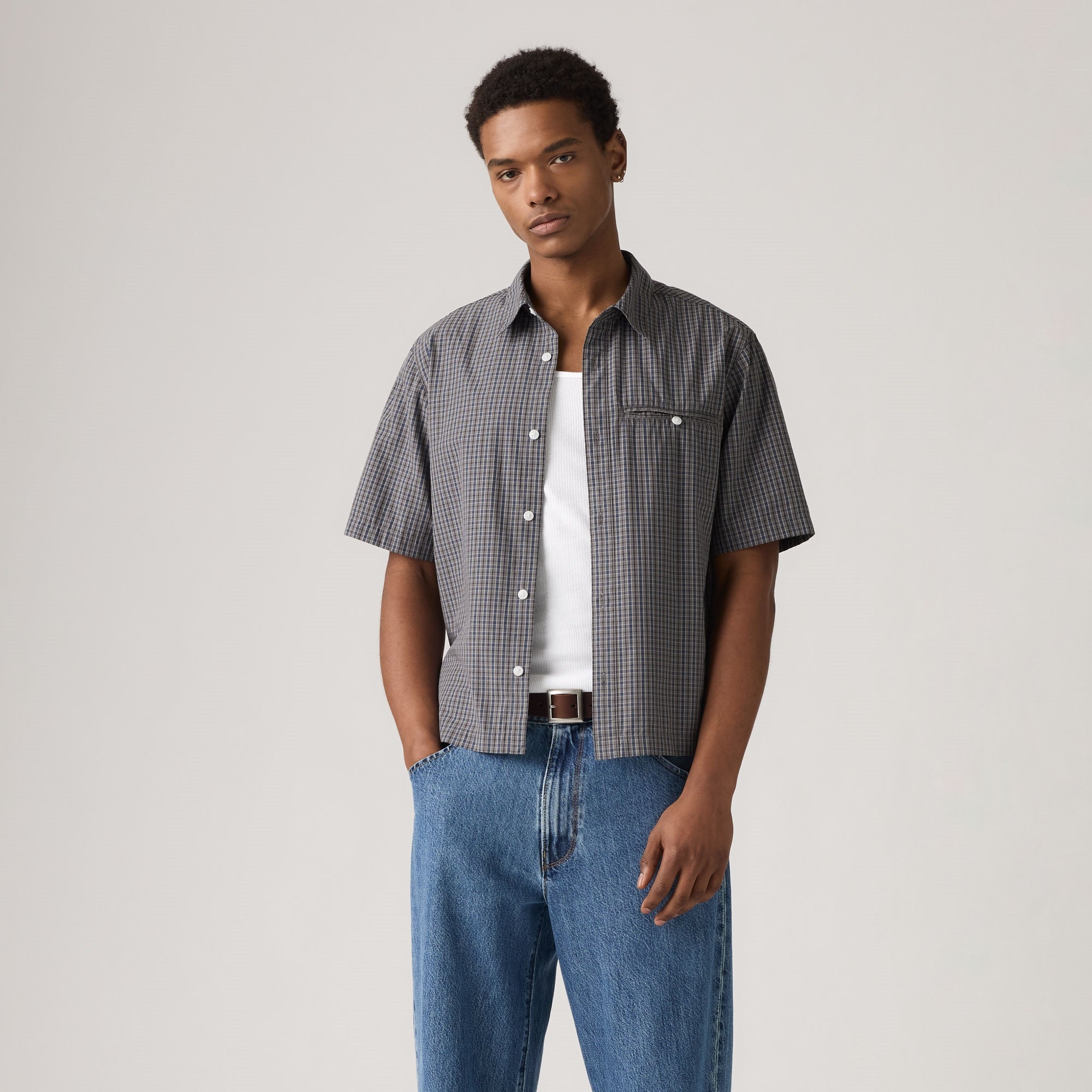 LEVI'S® MEN'S SHORT-SLEEVE ZANDT CROPPED SHIRT - MULTI COLOUR