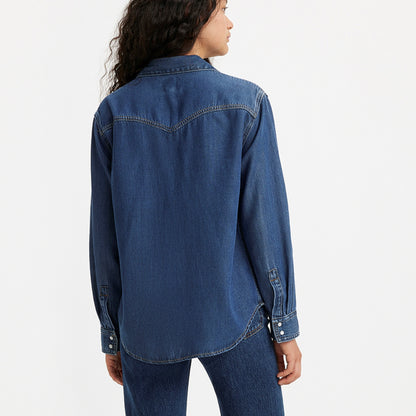 LEVI'S® WOMEN'S TEODORA WESTERN SHIRT - DARK INDIGO  WORN IN