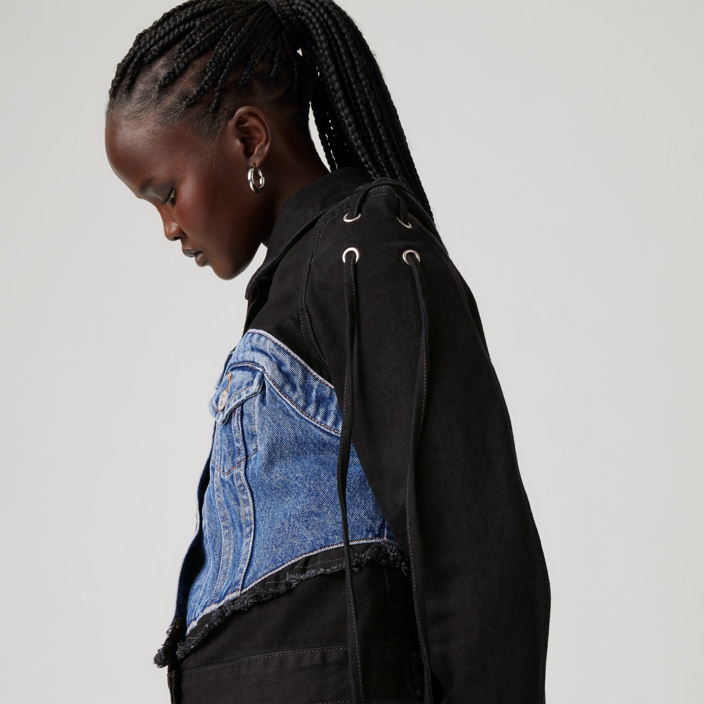 LEVI’S® X ADSB ANDERSSON BELL HALF TRUCKER JACKET - MED INDIGO - WORN IN