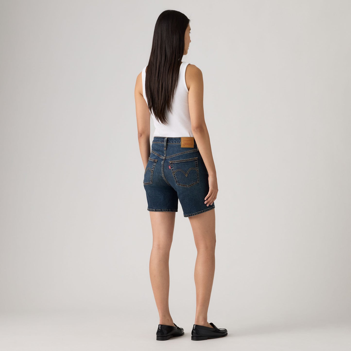 LEVI'S® WOMEN'S 501® MID-THIGH SHORTS - DARK INDIGO - WORN IN