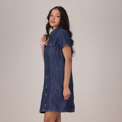 LEVI'S® WOMEN'S TRACE WESTERN DRESS - MED INDIGO - WORN IN