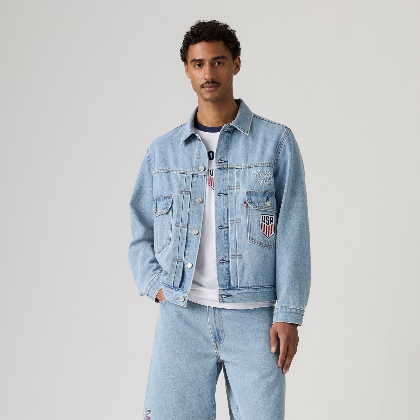 LEVI'S® U.S. SOCCER TYPE II TRUCKER JACKET - LIGHT INDIGO - WORN IN