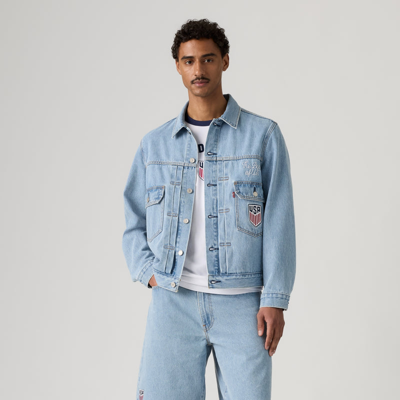 LEVI'S® U.S. SOCCER TYPE II TRUCKER JACKET - LIGHT INDIGO - WORN IN
