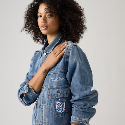 LEVI'S® ENGLAND FOOTBALL TYPE II TRUCKER JACKET - DARK INDIGO  WORN IN