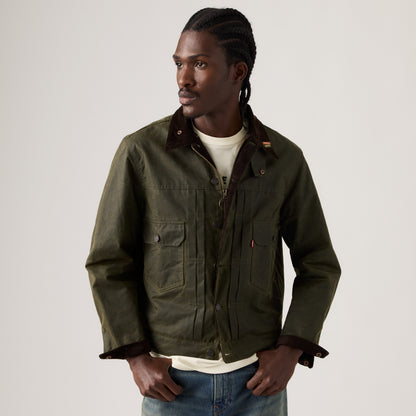 LEVI'S® X BARBOUR TYPE II WAXED TRUCKER JACKET - GREEN