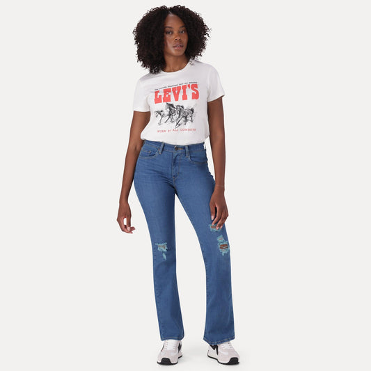 LEVI'S® CURVY FLARE JEANS - MED INDIGO - WORN IN