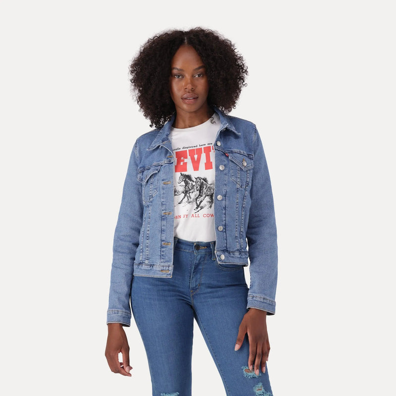 LEVI’S® WOMEN'S ORIGINAL TRUCKER JACKET - MED INDIGO - WORN IN