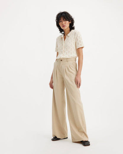 PLEATED WIDE-LEG TROUSERS - NEUTRAL