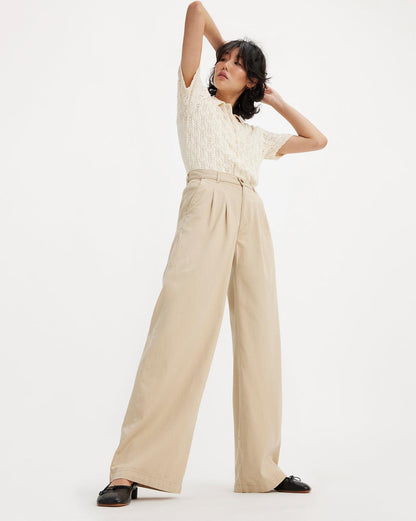 PLEATED WIDE-LEG TROUSERS - NEUTRAL