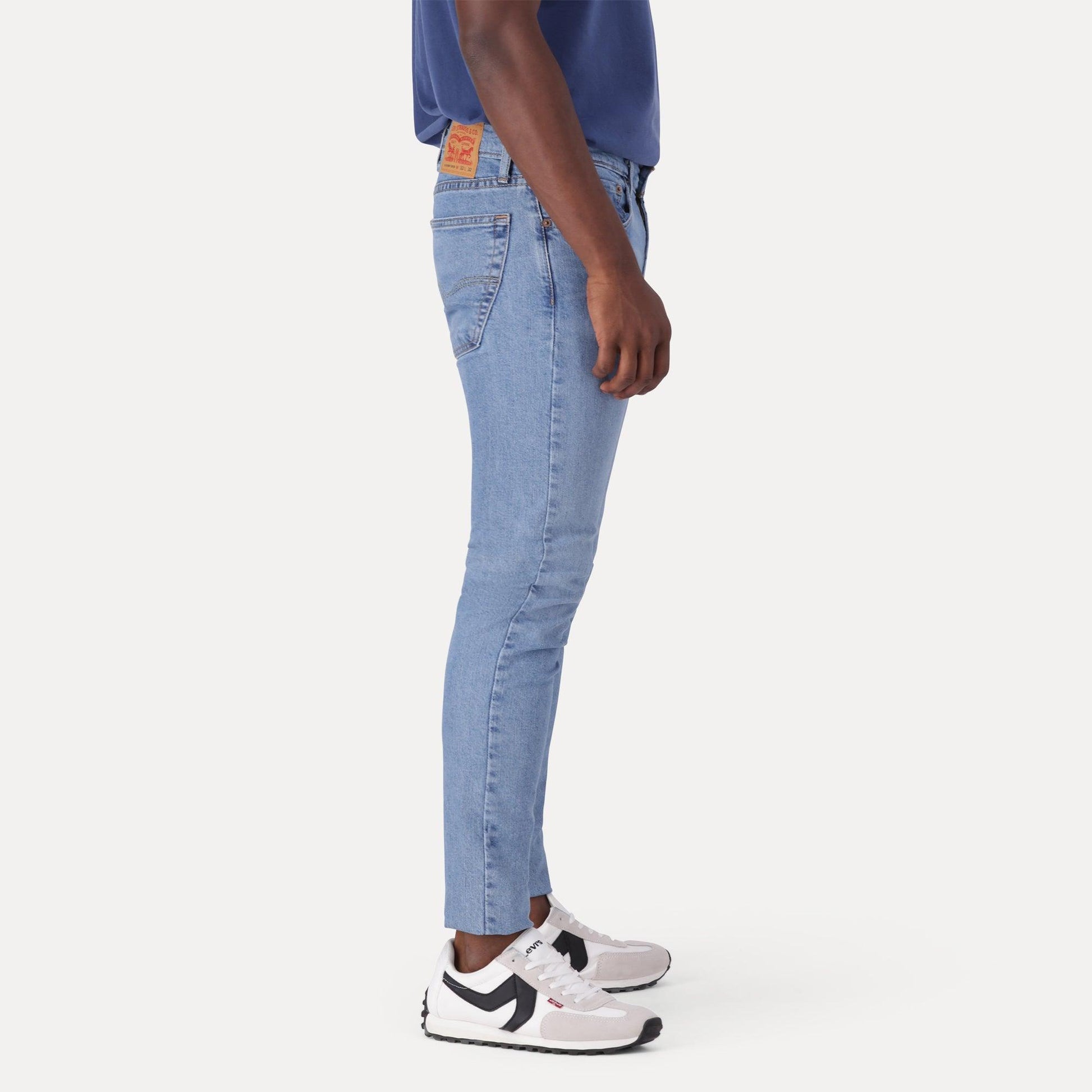 SKINNY TAPER FIT JEANS - MED INDIGO - WORN IN